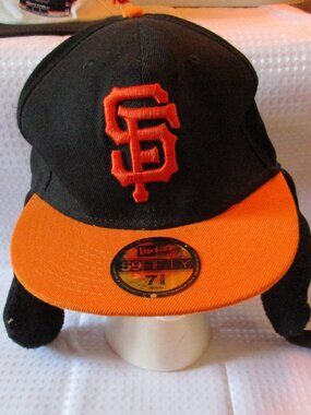 NWT New Era MLB San Francisco Giants 100% Wool Ball Cap/Hat with Ear Flaps 7.58